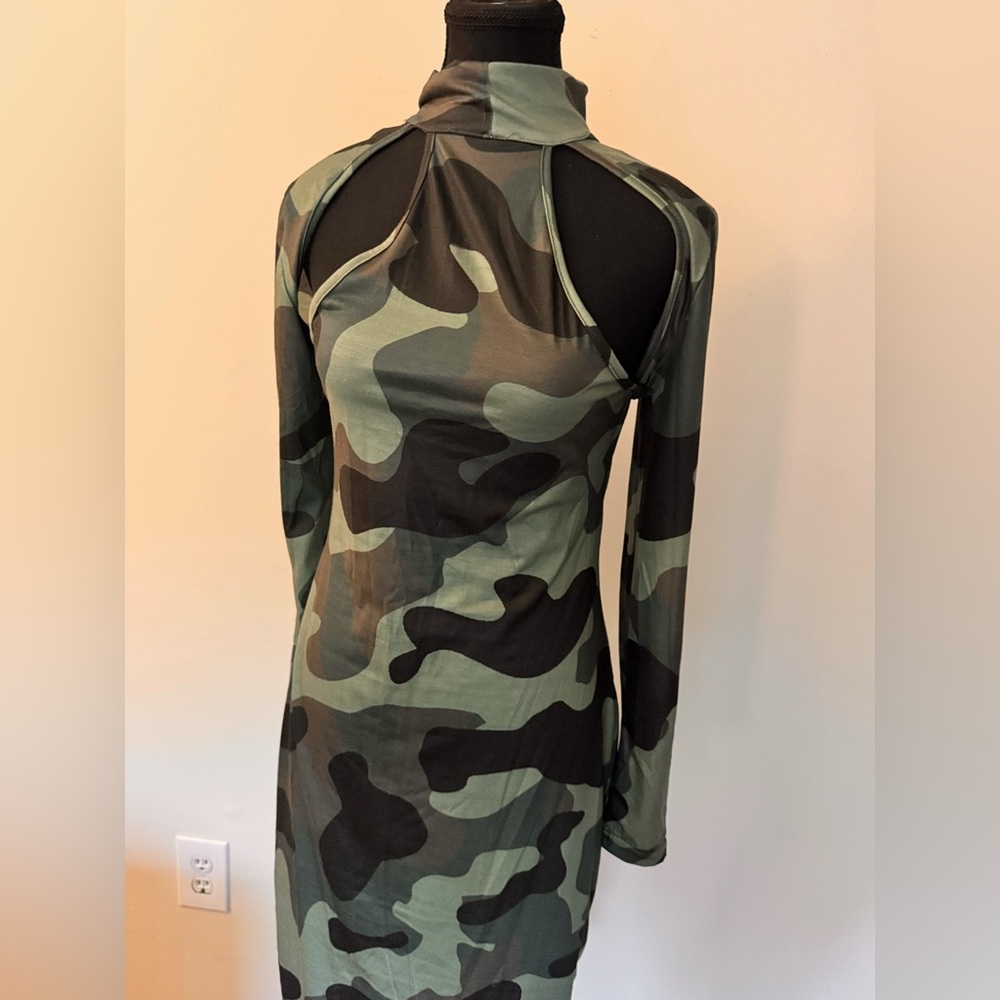 Camo long sleeve party dress